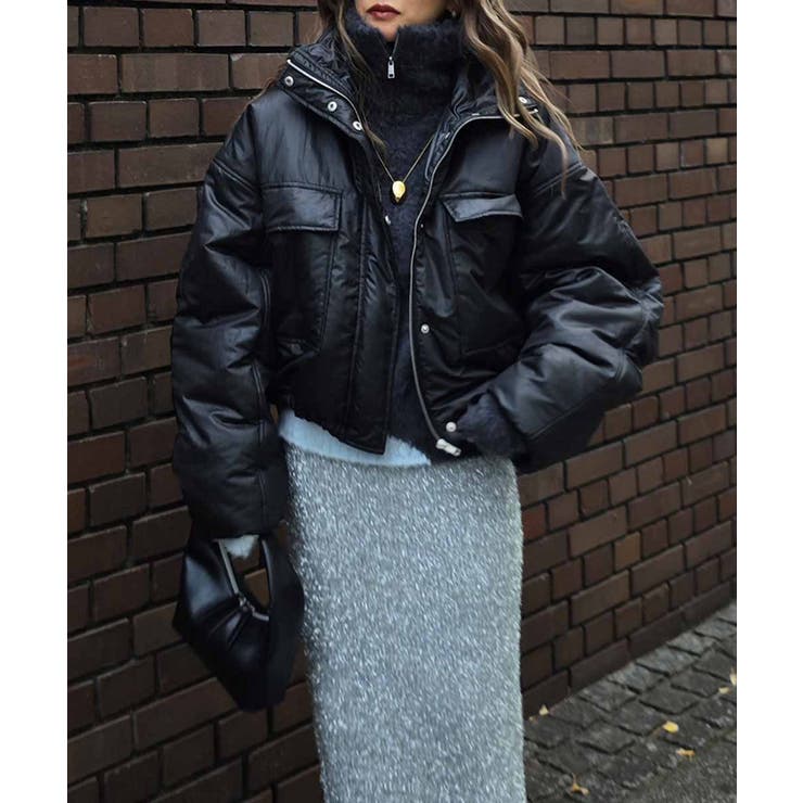 ブラック | フラップポケットダウンジャケットesutoreja アウター スタイルアップ | BUYSENSE