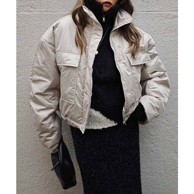 グレージュ | フラップポケットダウンジャケットesutoreja アウター スタイルアップ | BUYSENSE