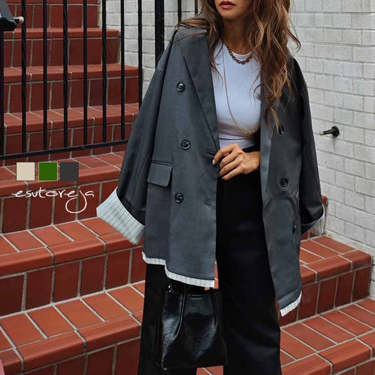 レイヤードダブルテーラードジャケットesutoreja アウター スタイルアップ | BUYSENSE | 詳細画像1 