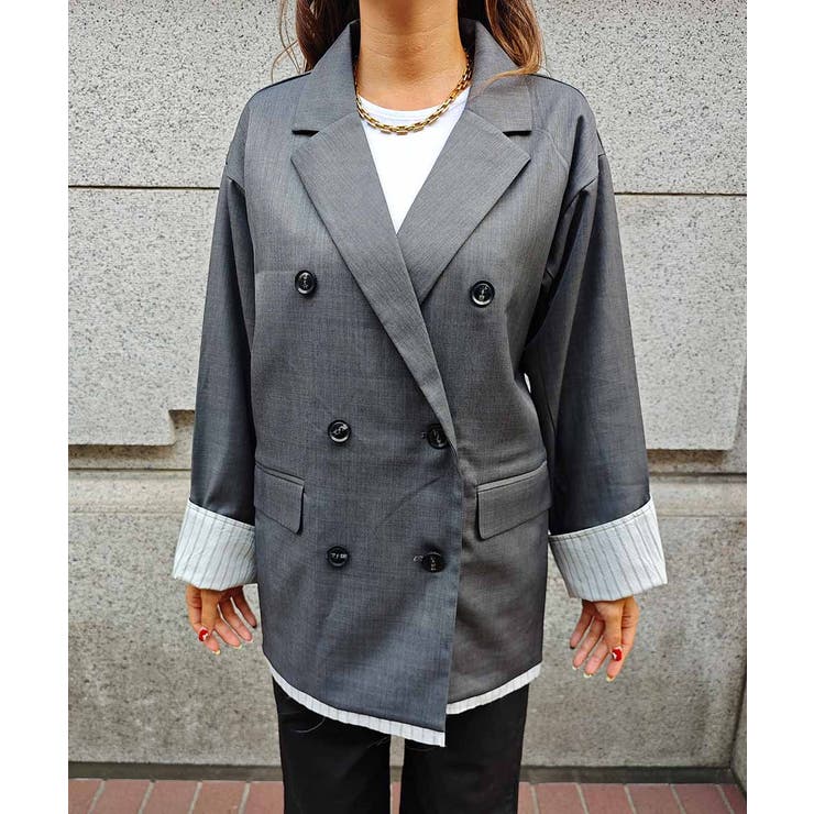 レイヤードダブルテーラードジャケットesutoreja アウター スタイルアップ | BUYSENSE | 詳細画像13 