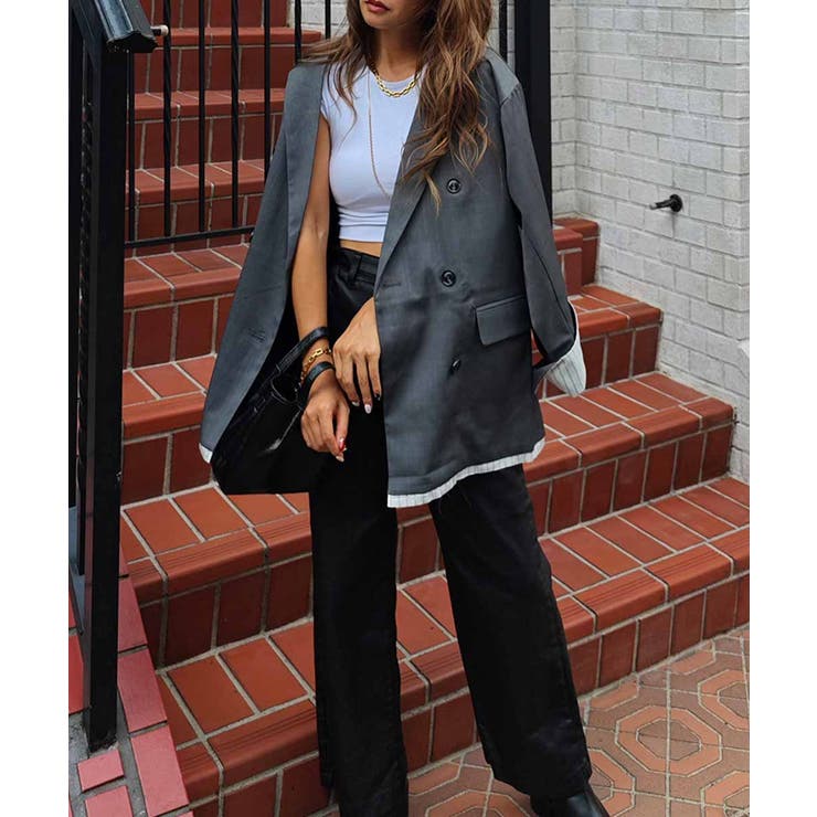 レイヤードダブルテーラードジャケットesutoreja アウター スタイルアップ | BUYSENSE | 詳細画像2 