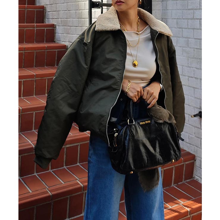 カーキ | ボアパデッドジャケットesutoreja アウター スタイルアップ | BUYSENSE