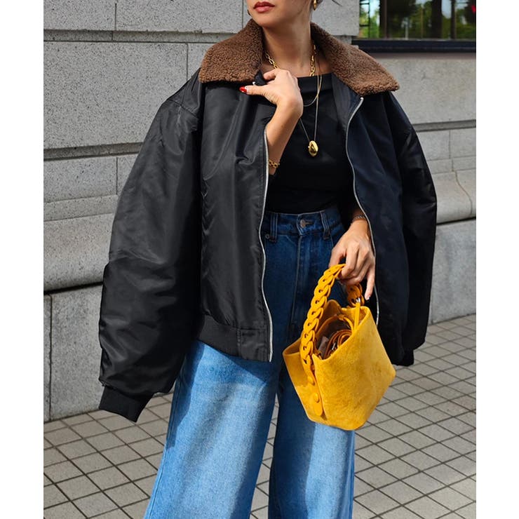 ブラック | ボアパデッドジャケットesutoreja アウター スタイルアップ | BUYSENSE