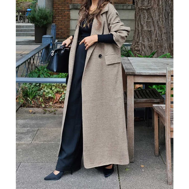ガンクラブチェックロングコートesutoreja アウター スタイルアップ | BUYSENSE | 詳細画像2 