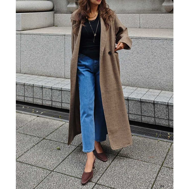 ガンクラブチェックロングコートesutoreja アウター スタイルアップ | BUYSENSE | 詳細画像4 