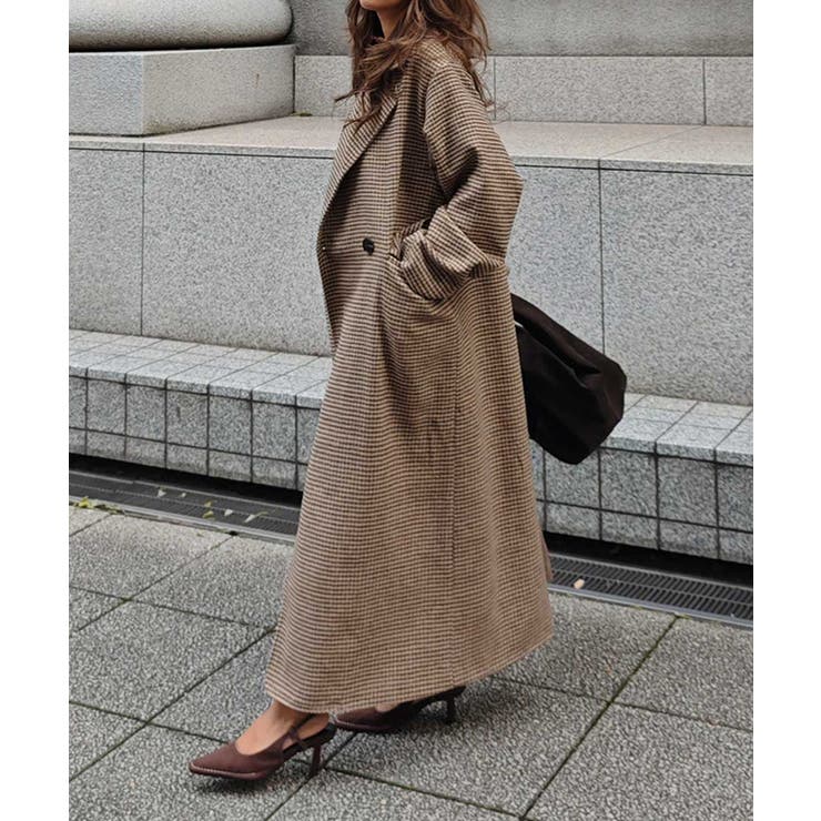 ガンクラブチェックロングコートesutoreja アウター スタイルアップ | BUYSENSE | 詳細画像5 