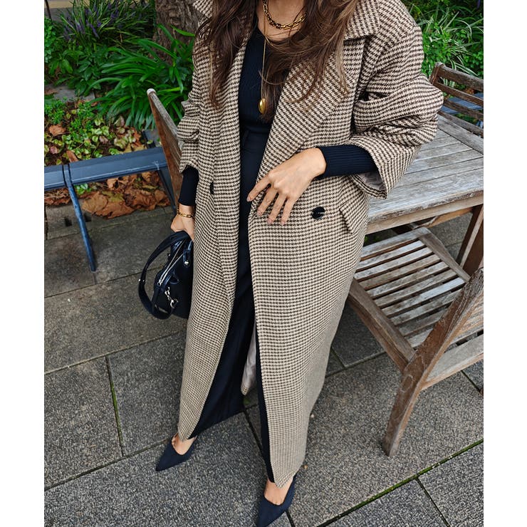 ガンクラブチェックロングコートesutoreja アウター スタイルアップ | BUYSENSE | 詳細画像7 