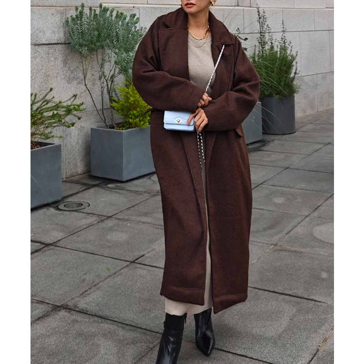 ブラウン | シャギーロングコートesutoreja アウター スタイルアップ | BUYSENSE
