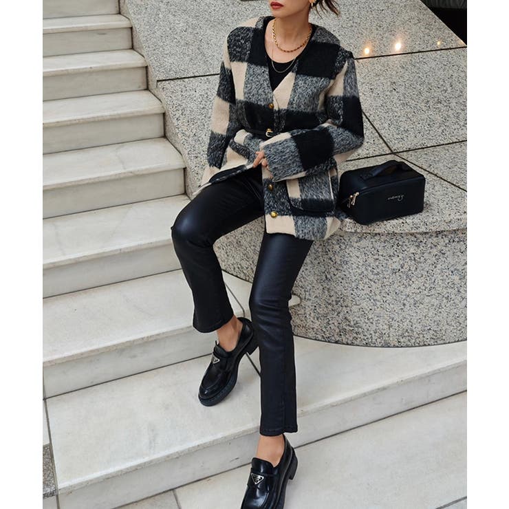 ブロックチェックミドルコートesutoreja アウター スタイルアップ | BUYSENSE | 詳細画像9 