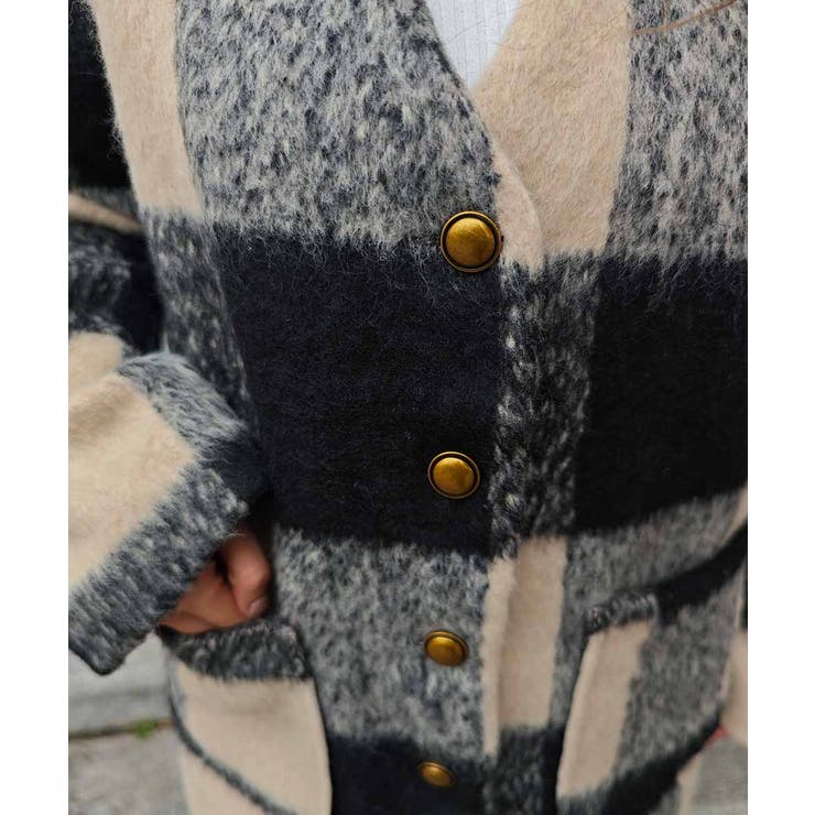 ブロックチェックミドルコートesutoreja アウター スタイルアップ | BUYSENSE | 詳細画像12 