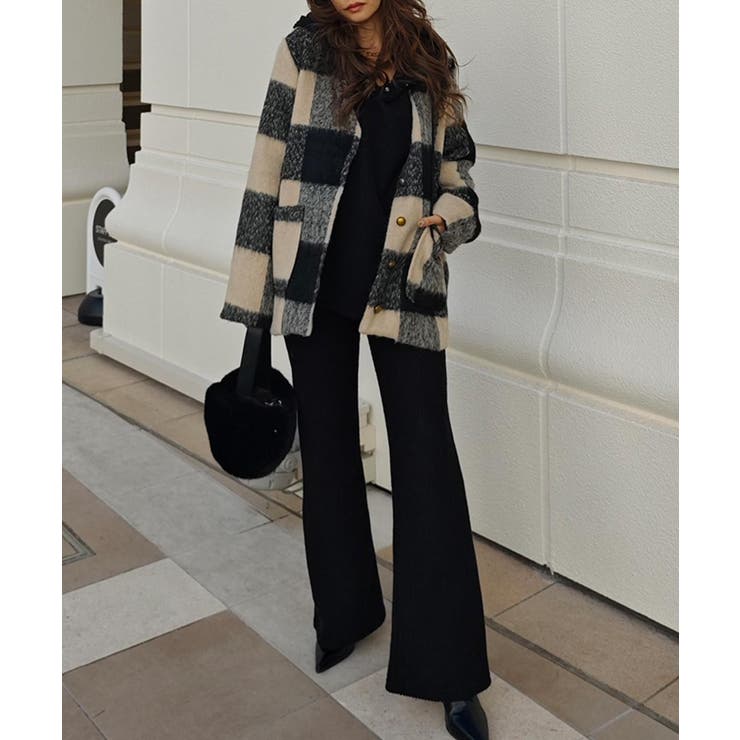 ブロックチェックミドルコートesutoreja アウター スタイルアップ | BUYSENSE | 詳細画像7 