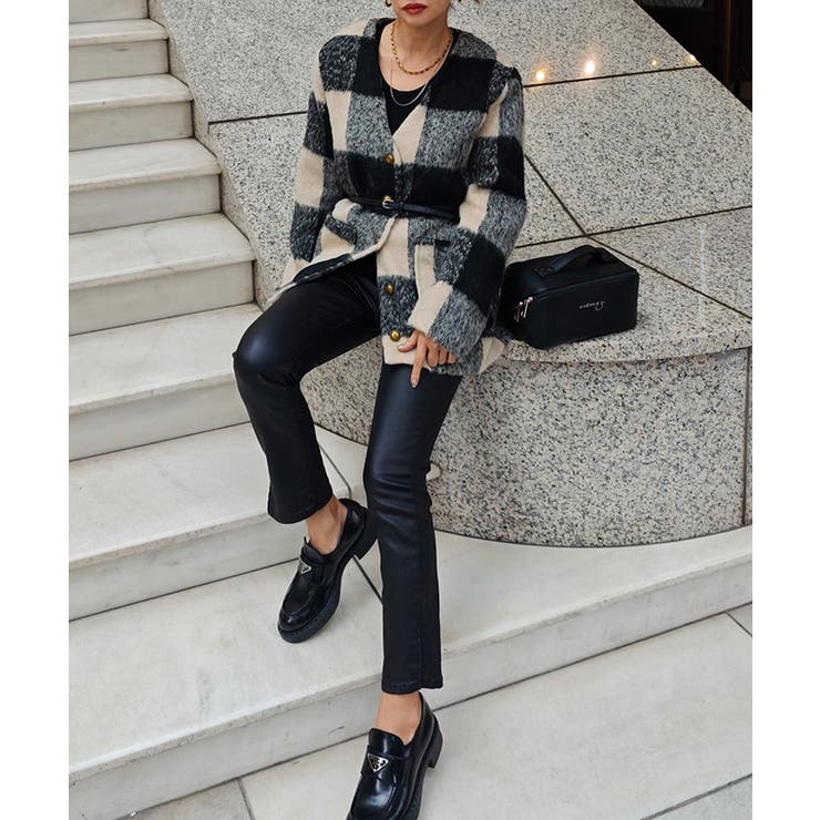 ブロックチェックミドルコートesutoreja アウター スタイルアップ | BUYSENSE | 詳細画像8 