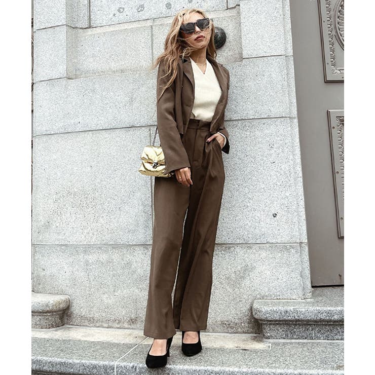 ブラウン | ショートジャケットパンツセットアップ esutoreja セットアップ | BUYSENSE