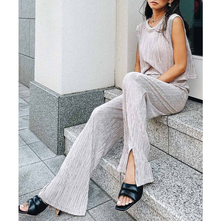 グレージュ | プリーツセットアップ esutoreja セットアップ | BUYSENSE