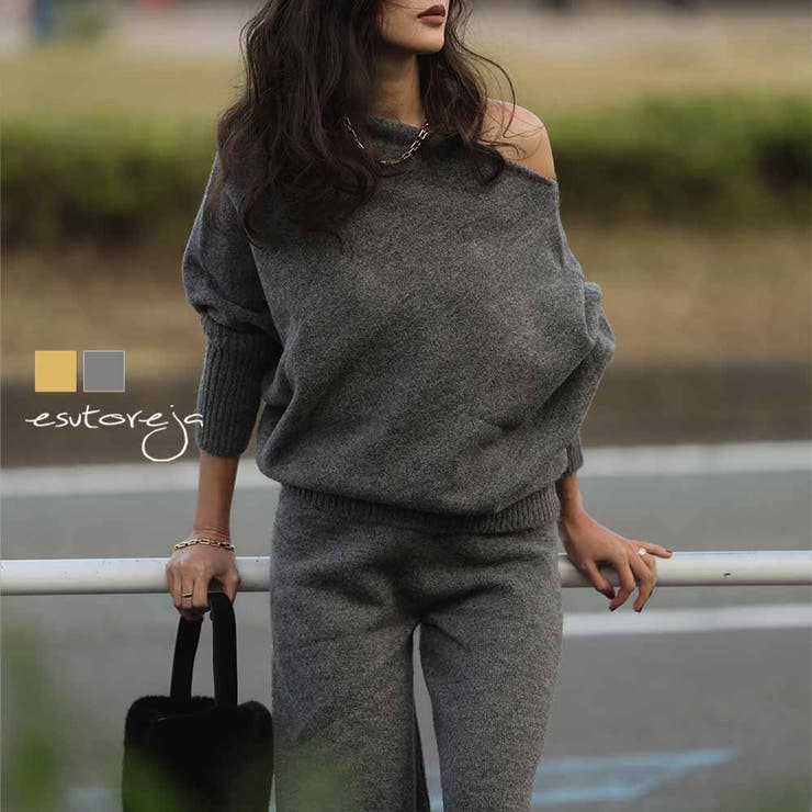 ワンショルダードルマンニットセットアップesutoreja セットアップ | BUYSENSE | 詳細画像1 