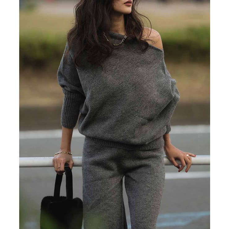 グレー | ワンショルダードルマンニットセットアップesutoreja セットアップ | BUYSENSE