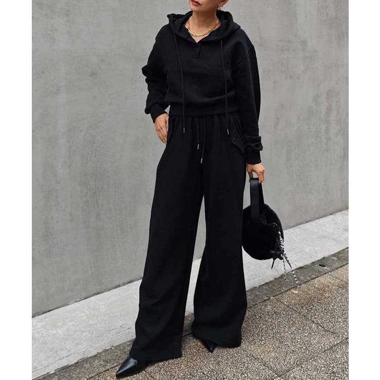 ブラック | ショートフーディセットアップesutoreja セットアップ スタイルアップ | BUYSENSE