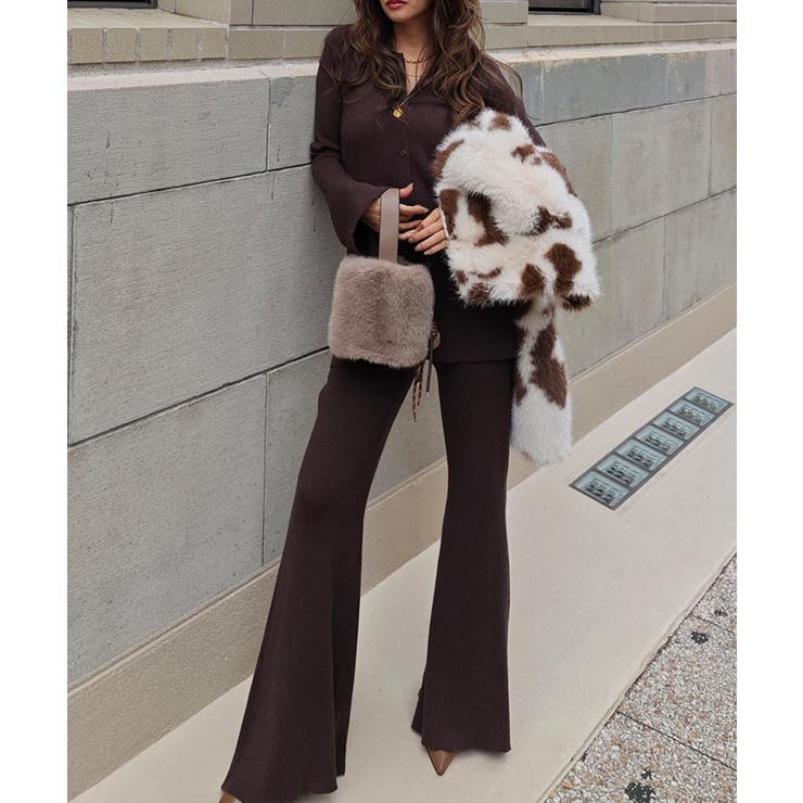 ブラウン | リブポロニットカーデイガンセットアップesutoreja セットアップ | BUYSENSE