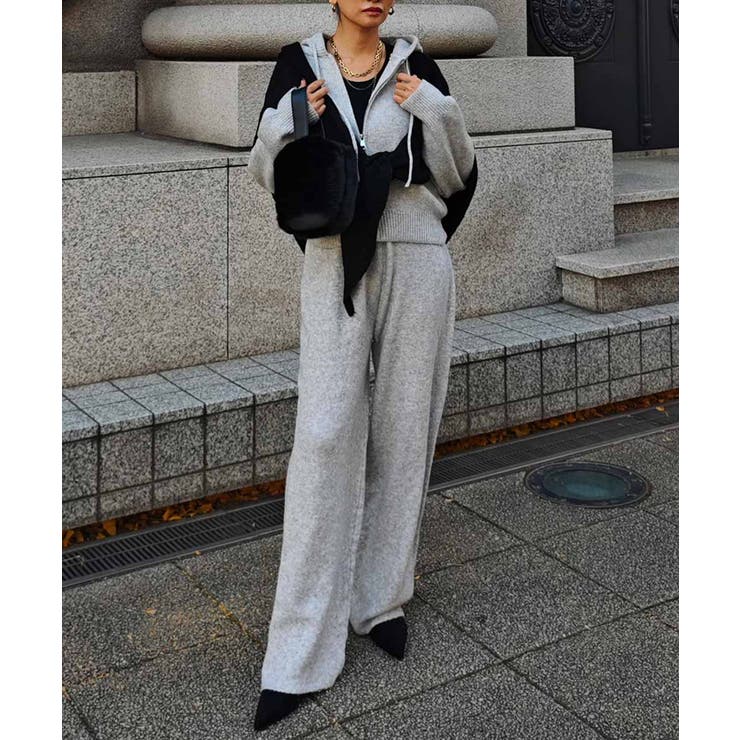 グレー | ニットジップアップフーディセットアップesutoreja セットアップ スタイル… | BUYSENSE