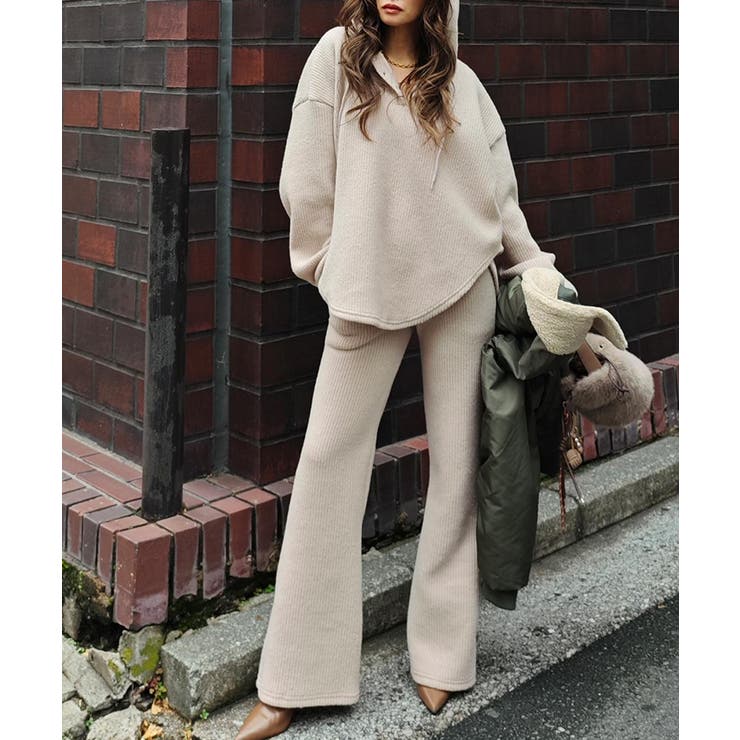 ベージュ | フリースフーディセットアップesutoreja セットアップ スタイルアップ | BUYSENSE