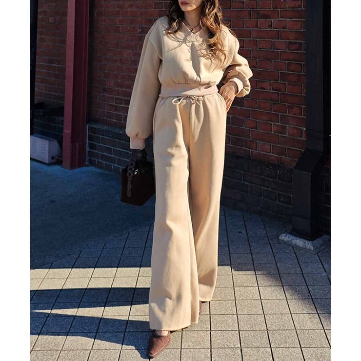 ベージュ | Vネックスウェットセットアップesutoreja セットアップ スタイルアップ | BUYSENSE