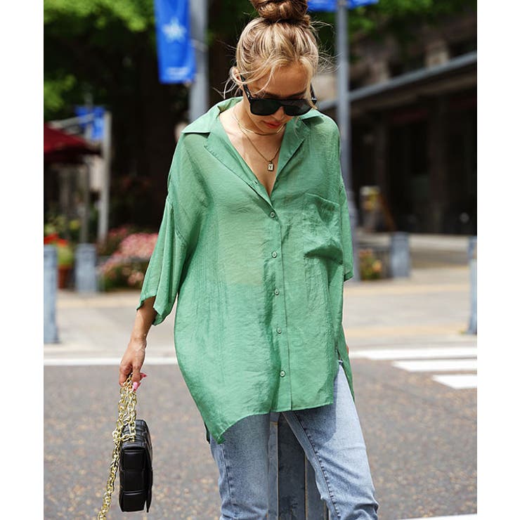 グリーン | カラービッグシャツ esutoreja シャツ | BUYSENSE