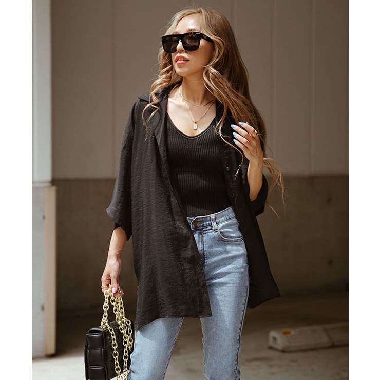 ブラック | カラービッグシャツ esutoreja シャツ | BUYSENSE