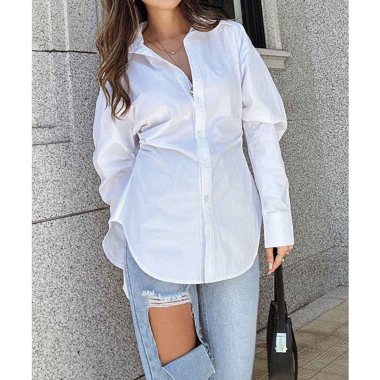 ホワイト | ウエストデザインシャツ esutoreja シャツ | BUYSENSE