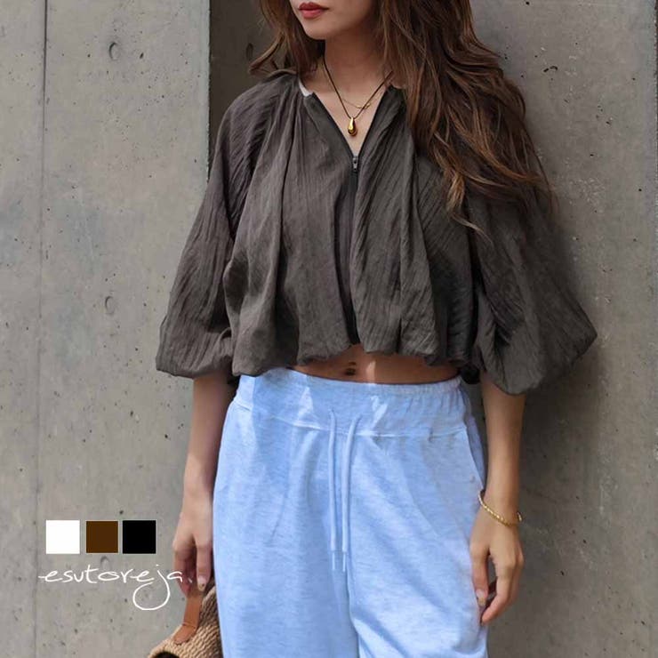 2wayシフォンパフスリーブトップスesutoreja シャツ アウター | BUYSENSE | 詳細画像1 