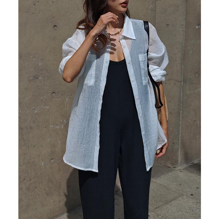 ホワイト | シアーワッシャーシャツesutoreja シャツ スタイルアップ | BUYSENSE