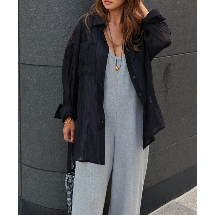 ブラック | シアーワッシャーシャツesutoreja シャツ スタイルアップ | BUYSENSE