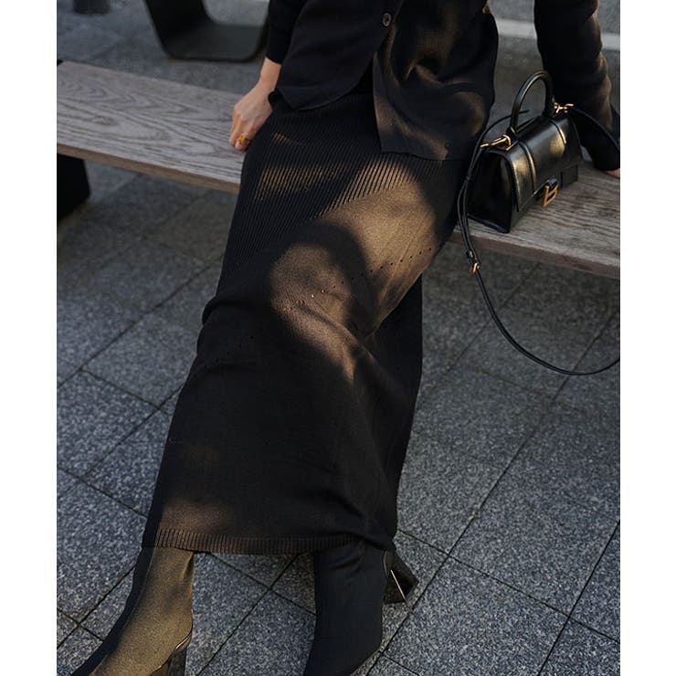 ブラック | リブAラインスカート esutoreja スカート | BUYSENSE