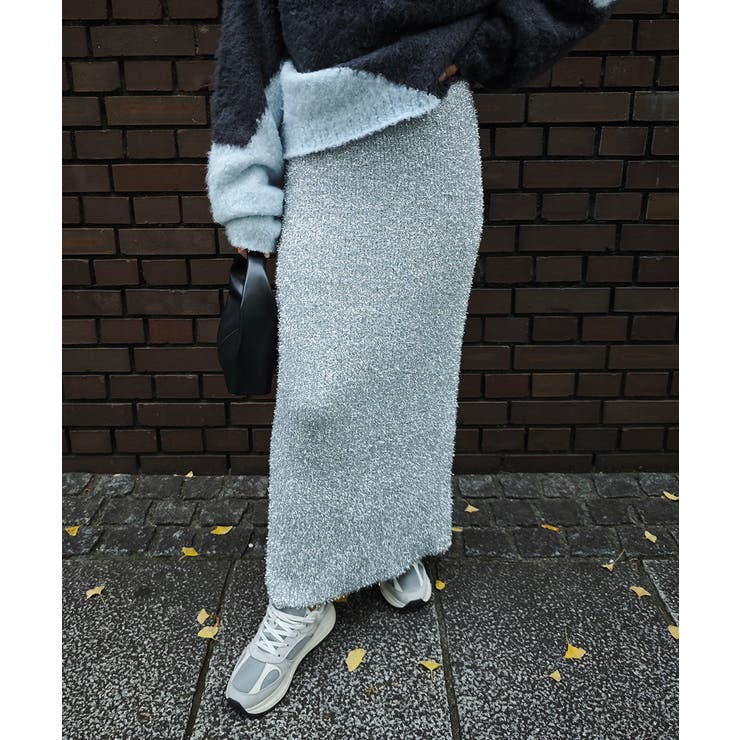 シルバー | グリッターニットスカートesutoreja スカート スタイルアップ | BUYSENSE