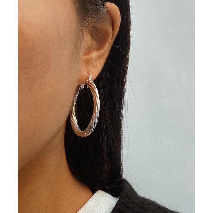 シルバー | ヴィンテージツイストフープピアス emouv ピアス | BUYSENSE