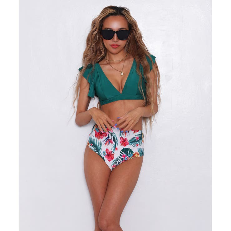 グリーン | 水着レディース Resortフリルデザインビキニ LAVIA | BUYSENSE