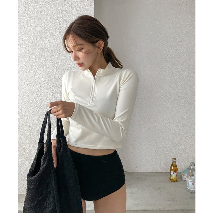 ホワイト | モノトーンラッシュガードビキニ LAVIA デザインビキニ | BUYSENSE