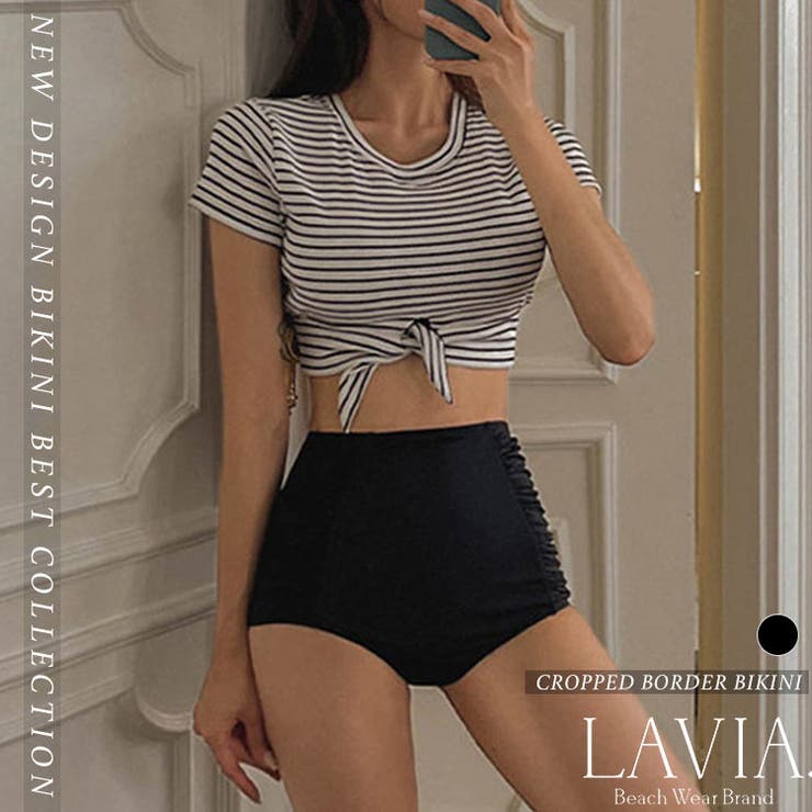 クロップドボーダービキニ LAVIA デザインビキニ | BUYSENSE | 詳細画像1 