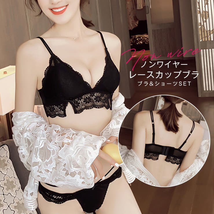 ダブルリボンflowerlace ブラショーツセット ノンワイヤー | BUYSENSE | 詳細画像2 