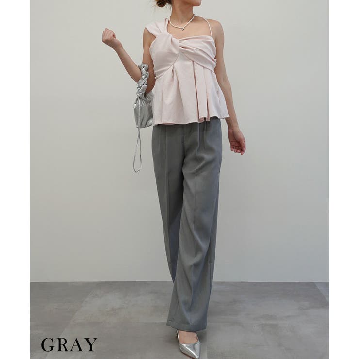 グレー | ウエストボタンストレートパンツ Rashik ボトム | BUYSENSE