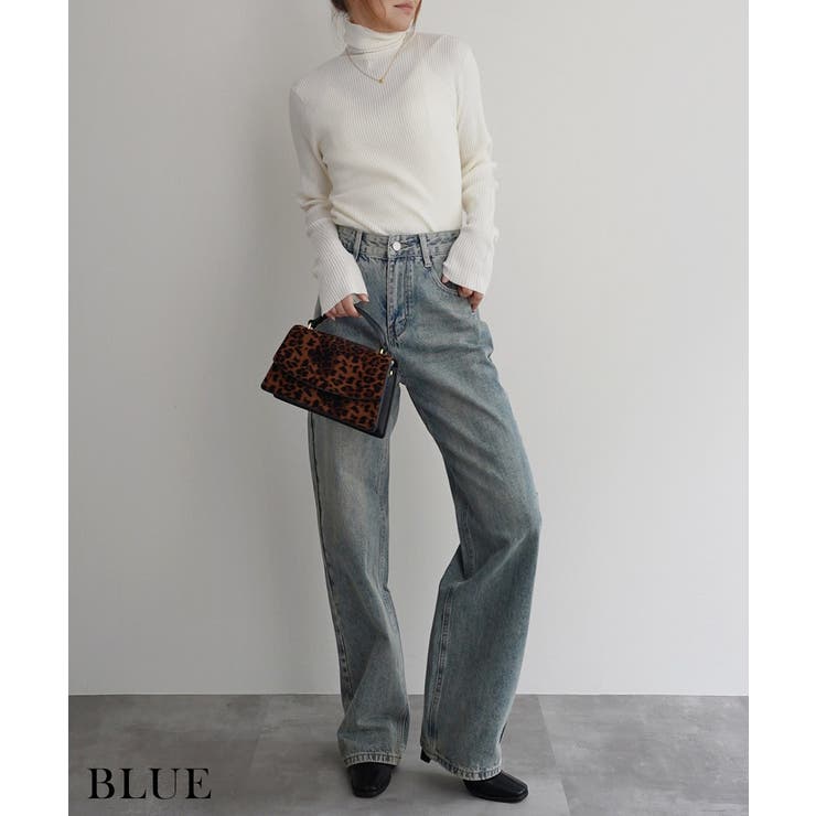 ブルー | ブリーチデニムRashik ボトム 大人カジュアル スタイルアップ レディース | BUYSENSE