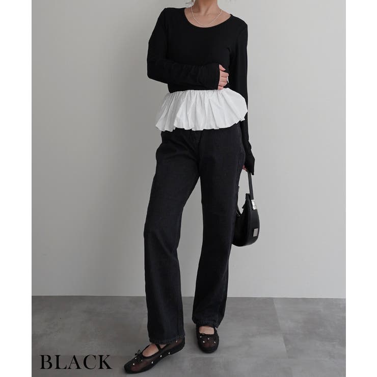 ブラック | 美脚テーパードデニムパンツRashik ボトム 大人カジュアル | BUYSENSE