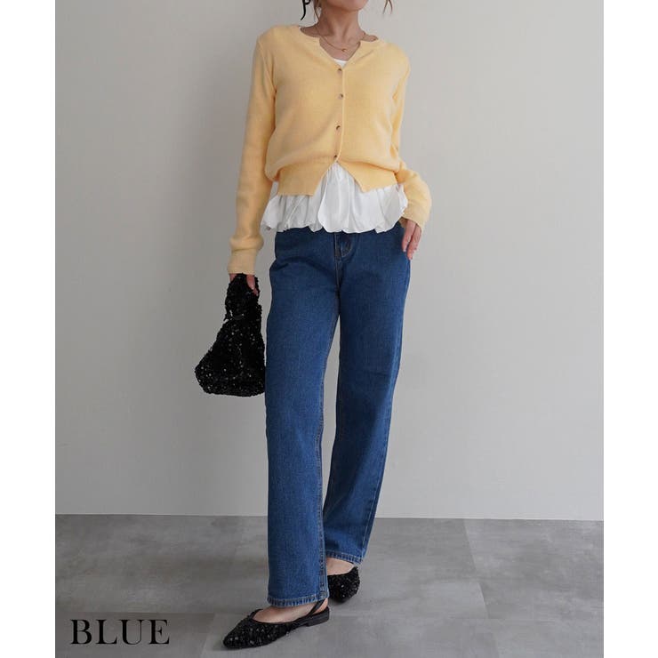 ブルー | 美脚テーパードデニムパンツRashik ボトム 大人カジュアル | BUYSENSE