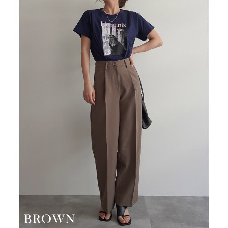 ブラウン | ストレートピンタックスラックスRashik ボトム 大人カジュアル | BUYSENSE