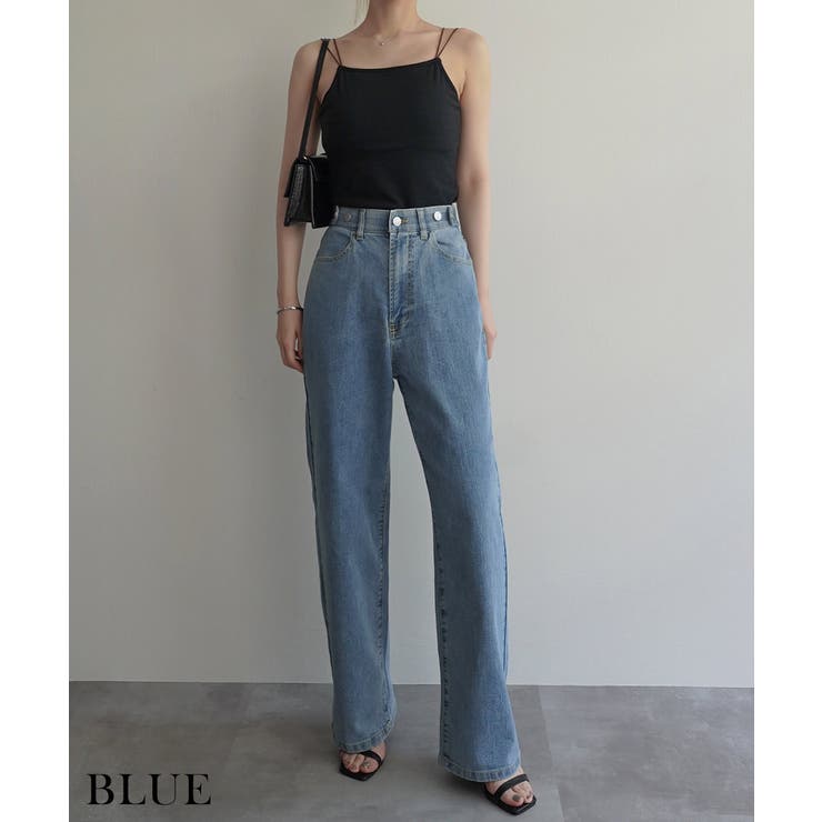 ブルー | ワイドストレートリサイクルデニムRashik デニム 大人カジュアル | BUYSENSE