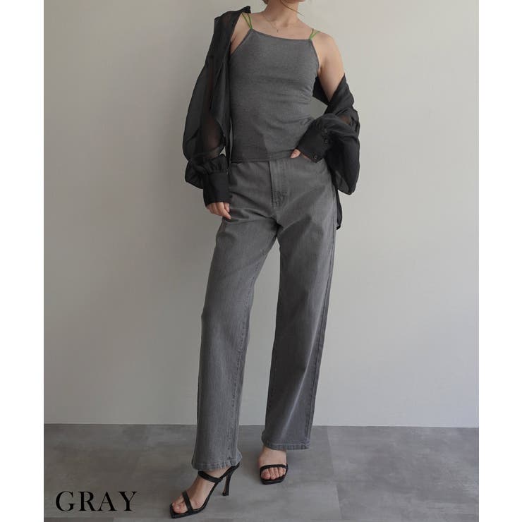 グレー | ワイドストレートリサイクルデニムRashik デニム 大人カジュアル | BUYSENSE