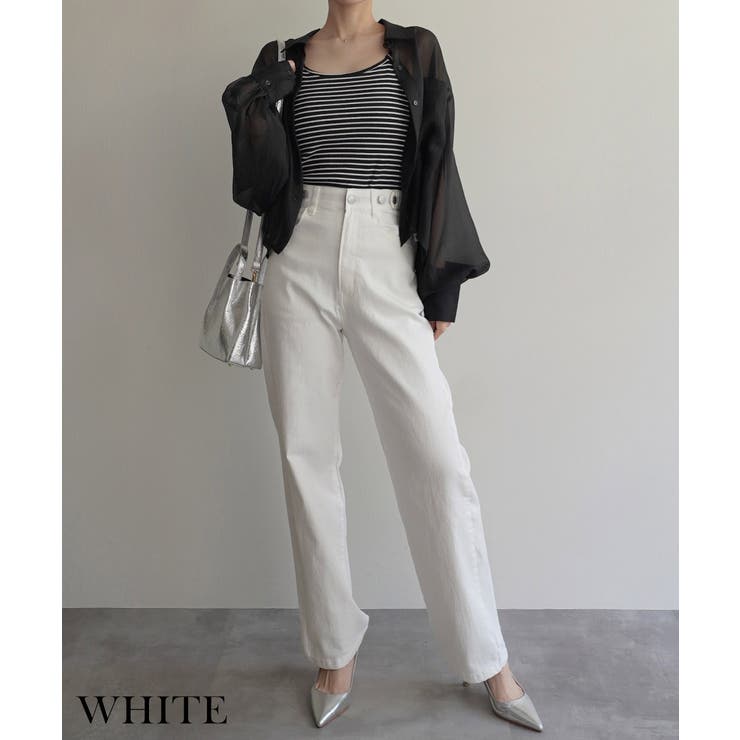 ホワイト | ワイドストレートリサイクルデニムRashik デニム 大人カジュアル | BUYSENSE