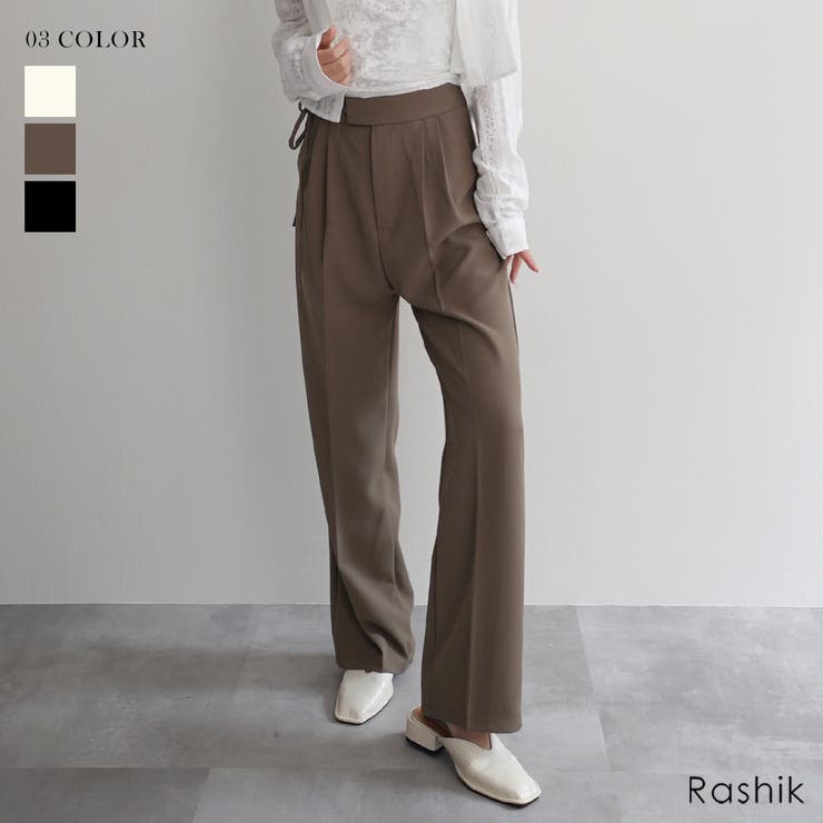 ハイウエストリボンデザインスラックスRashik ボトム 大人カジュアル | BUYSENSE | 詳細画像1 