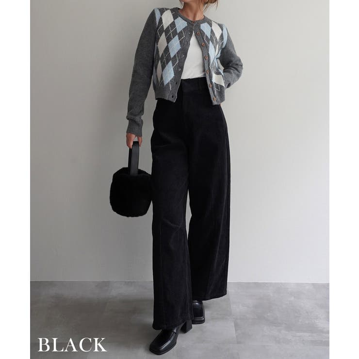 ブラック | コーデュロイカーブパンツ Rashik ボトム | BUYSENSE