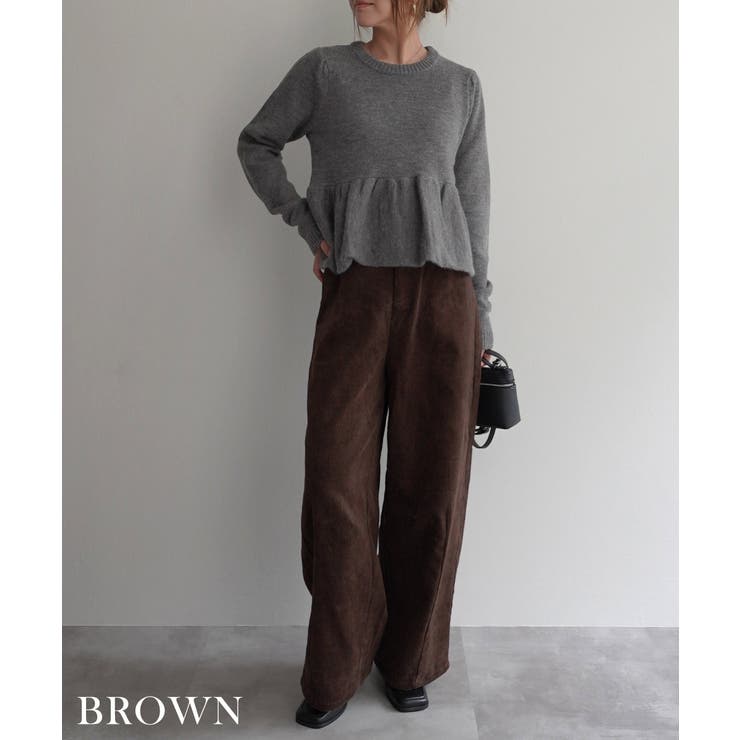 ブラウン | コーデュロイカーブパンツ Rashik ボトム | BUYSENSE