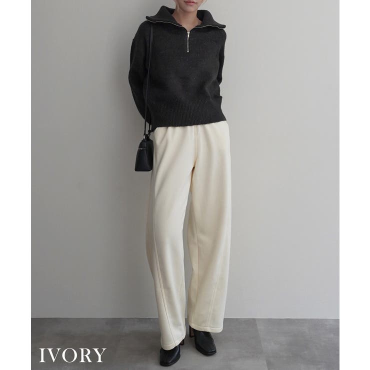 アイボリー | カーブライン裏起毛スウェットパンツRashik ボトム 大人カジュアル | BUYSENSE